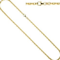 3mm Ankerkette Kette Collier Halsschmuck aus 585 Gold Gelbgold diamantiert 50cm