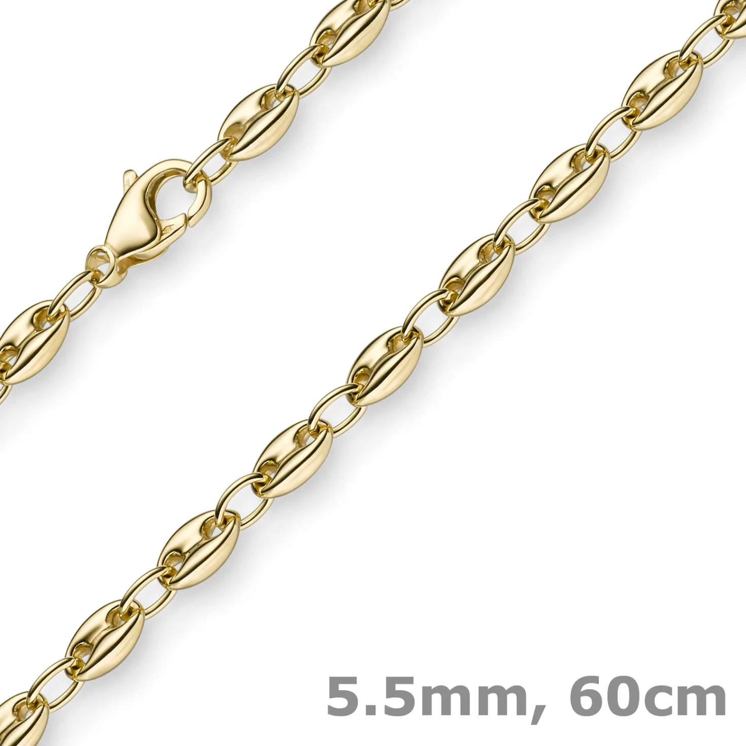 5,5mm Ankerkette Kette Collier Schiffsanker Halskette aus 585 Gold Gelbgold 60cm