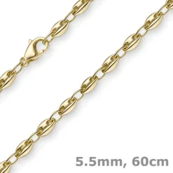 5,5mm Ankerkette Kette Collier Schiffsanker Halskette aus 750 Gold Gelbgold 60cm