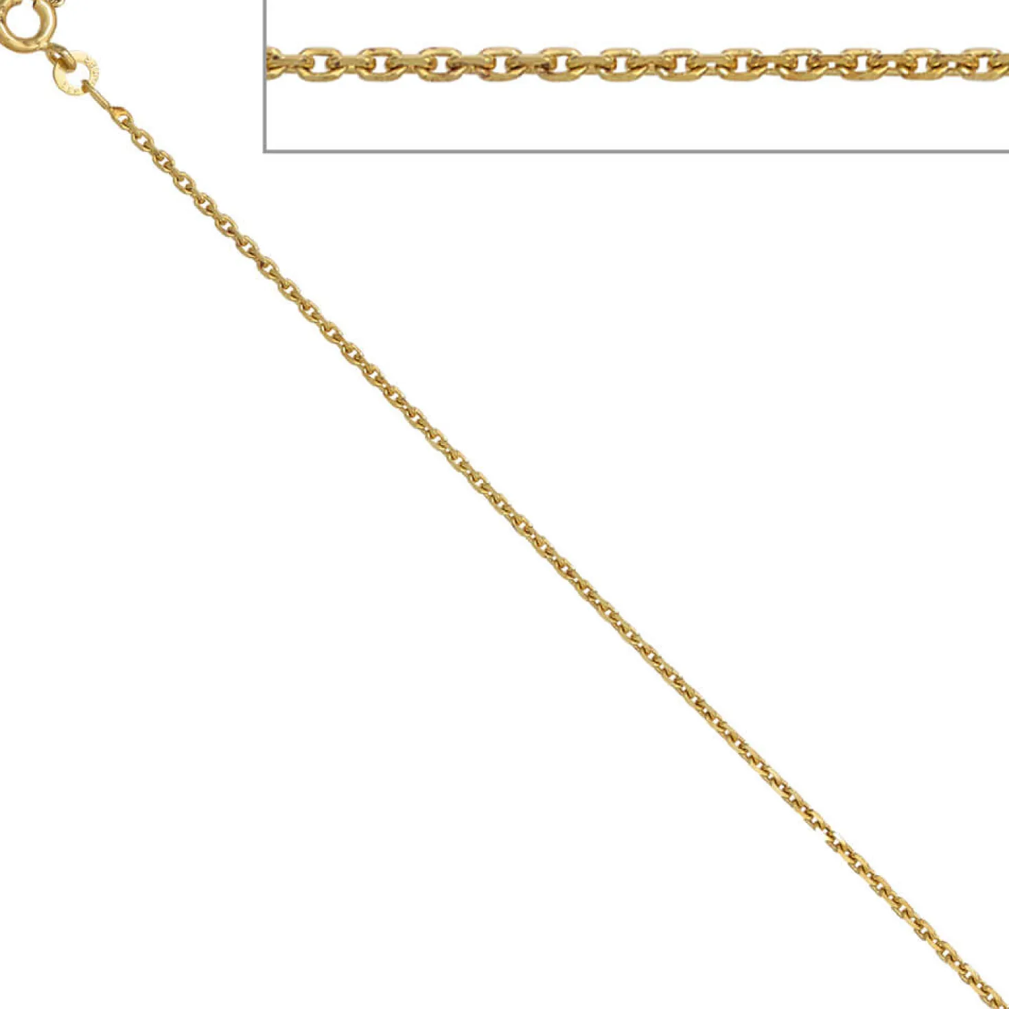 1,6mm Ankerkette Kette Halskette aus 585 Gold Gelbgold diamantiert 50cm