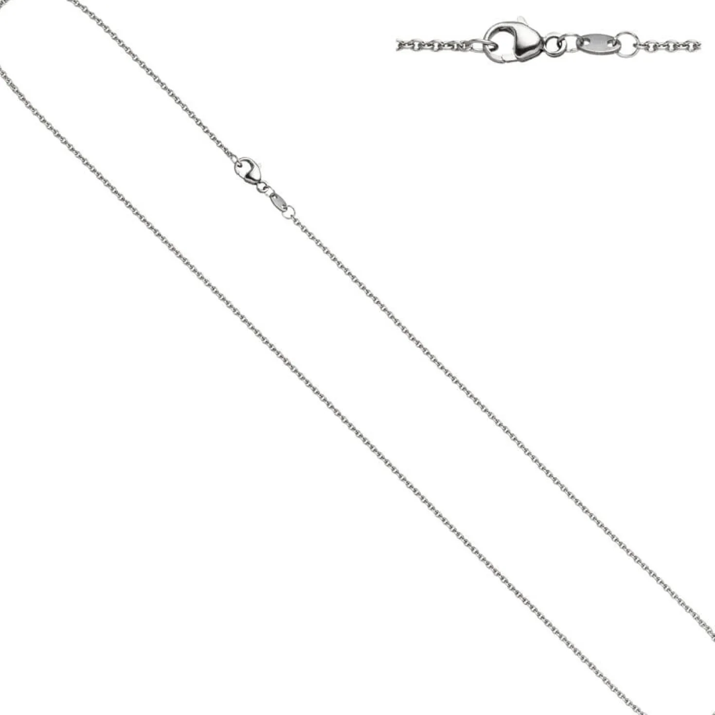 1,5mm Ankerkette Kette Halskette aus 950 Platin für Damen 45cm Platinkette