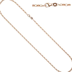 2,4mm Ankerkette Kette Halskette Halsschmuck, 925 Silber Rotgold vergoldet, 80cm