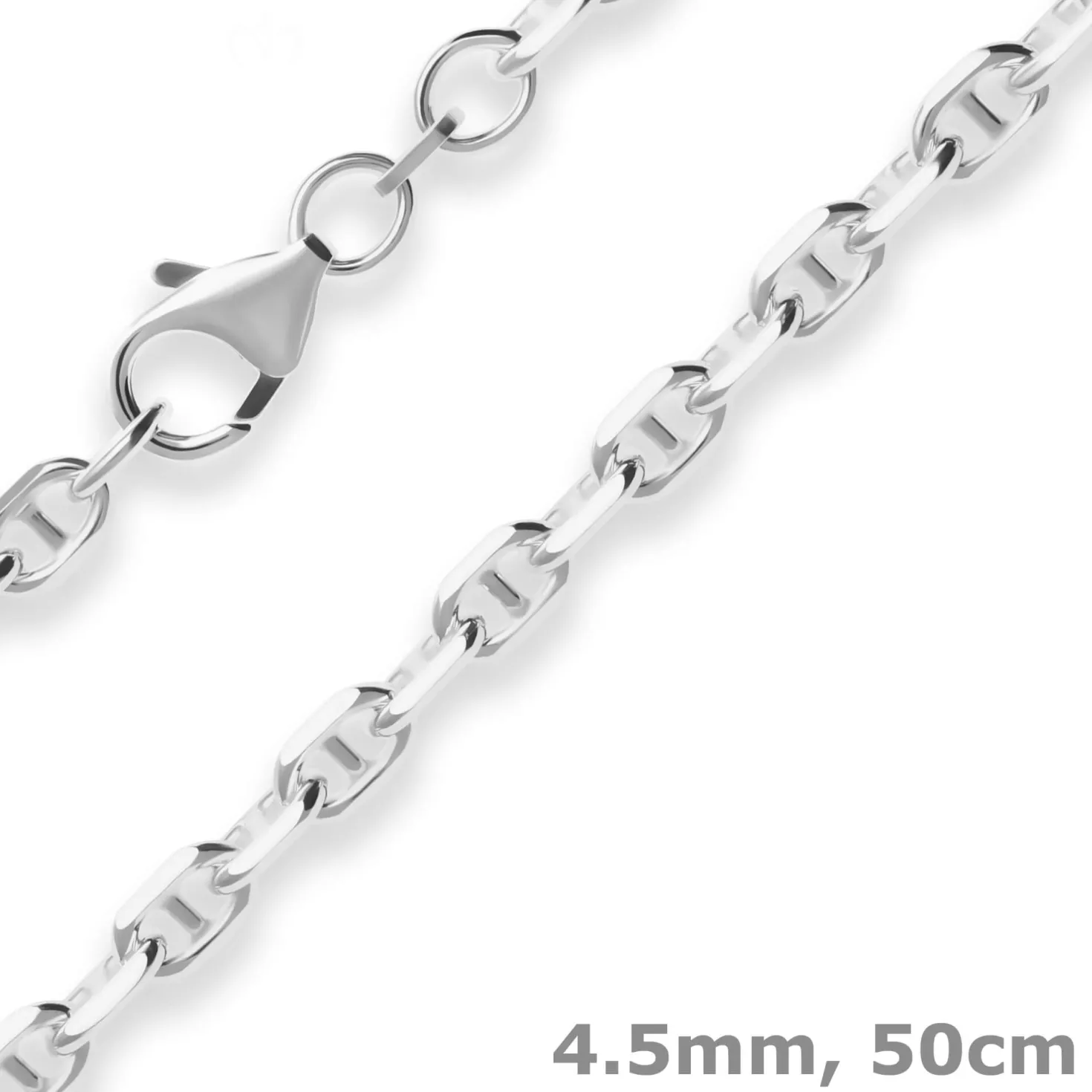 4,5mm Ankerkette-Steg Silberkette Collier Halskette aus 925 Silber 50cm