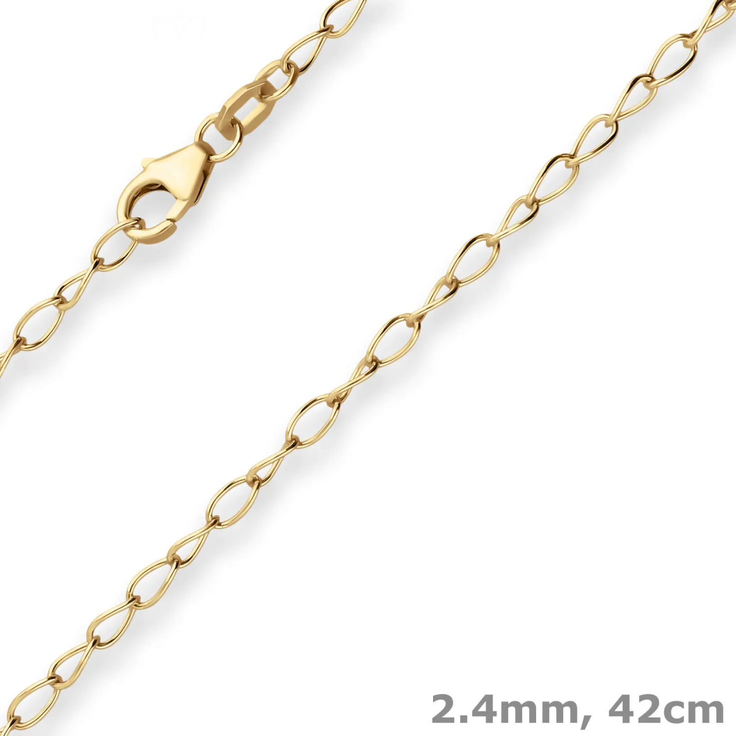 2,4mm Ankerkette weit Goldkette Collier Halskette aus 375 Gold Gelbgold 42cm