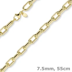 7,5mm Anker-Weit-Rechteck Kette Collier Halsschmuck aus 585 Gold Gelbgold 55cm