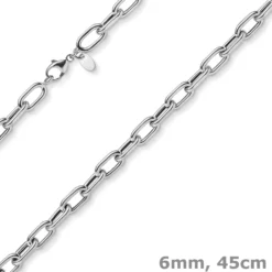 6mm Anker-Weit-Rechteck Kette Collier Halsschmuck aus 585 Gold Weißgold 45cm