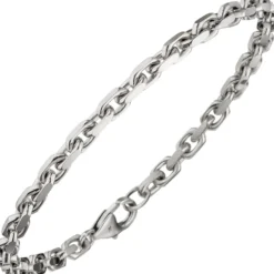 4mm Armband Ankerarkette aus 585 Gold Weißgold diamantiert Armschmuck, 21cm