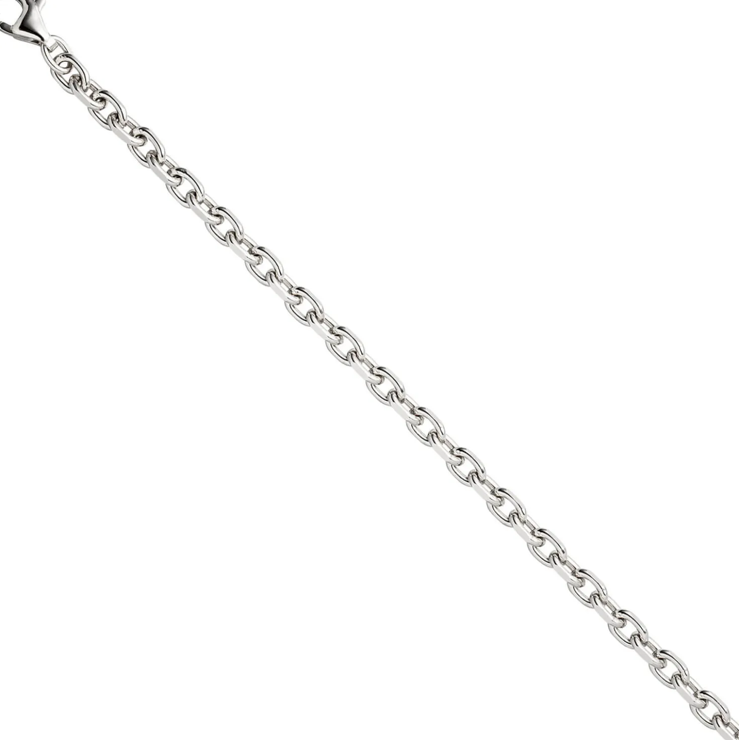 3,9mm Armband Ankerkette aus 925 Silber rhodiniert diamantiert, 21cm