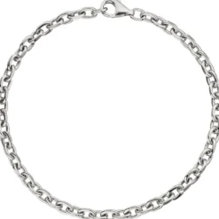 3,9mm Armband Ankerkette aus 925 Silber rhodiniert diamantiert, 21cm
