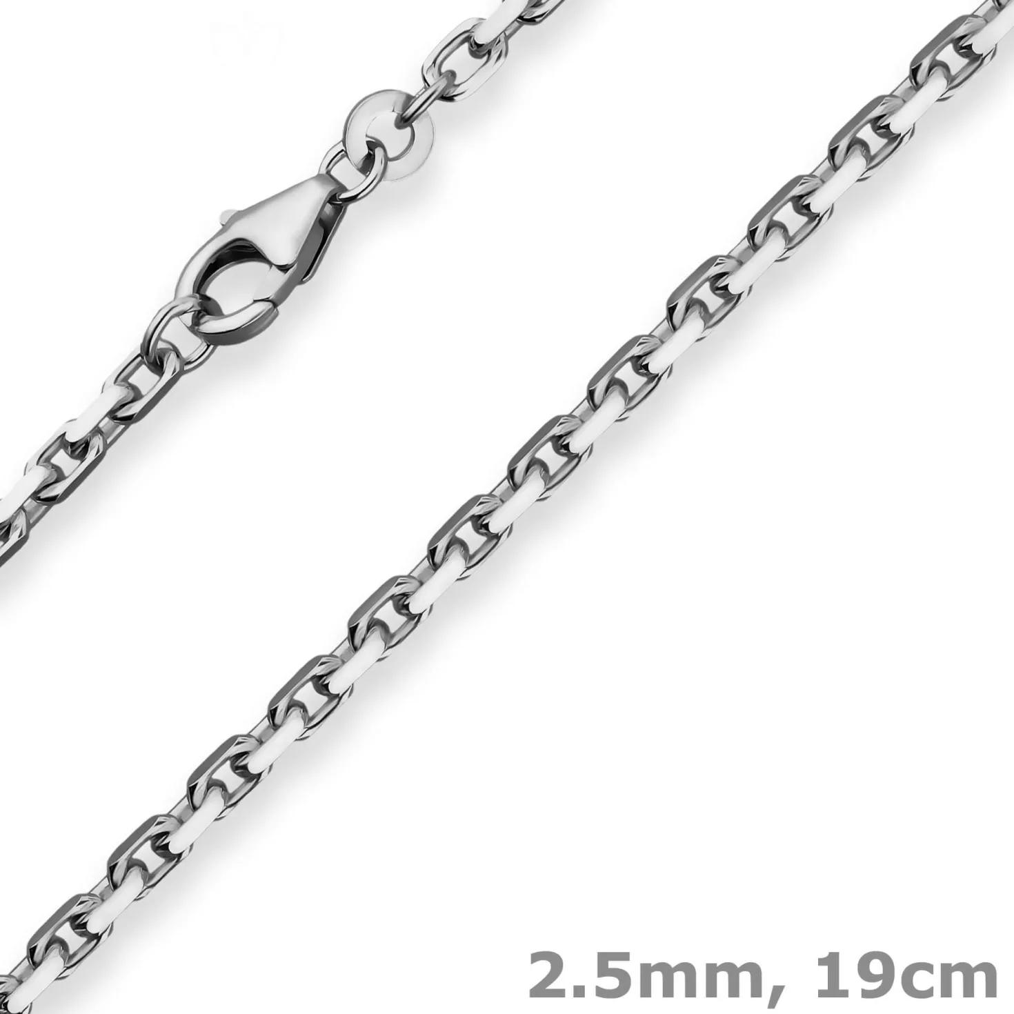 2,5mm Armband Ankerkette diamantiert Armschmuck aus 585 Gold Weißgold 19cm