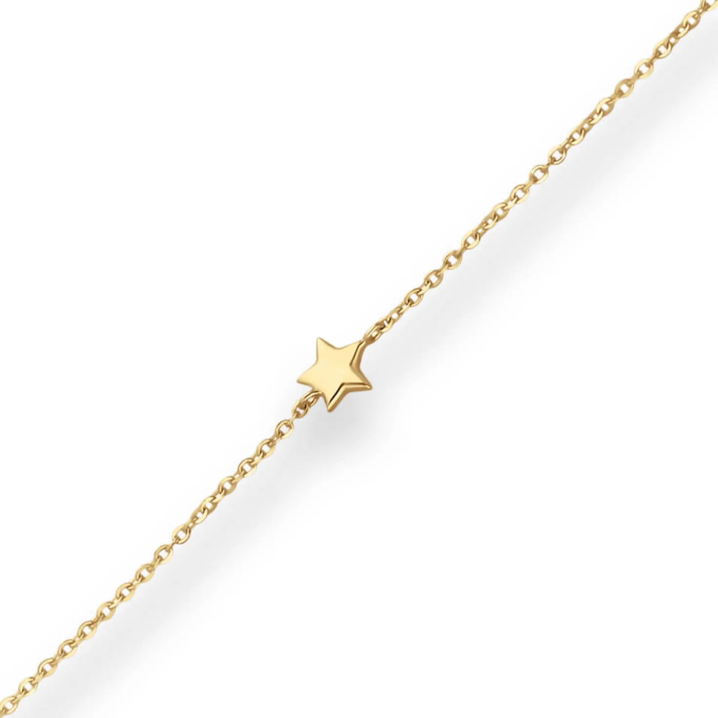 1,2mm Armband Ankerkette diamantiert 3 Sterne hohl aus 375 Gold Gelbgold 16cm