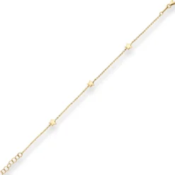 1,2mm Armband Ankerkette diamantiert 3 Sterne hohl aus 375 Gold Gelbgold 16cm