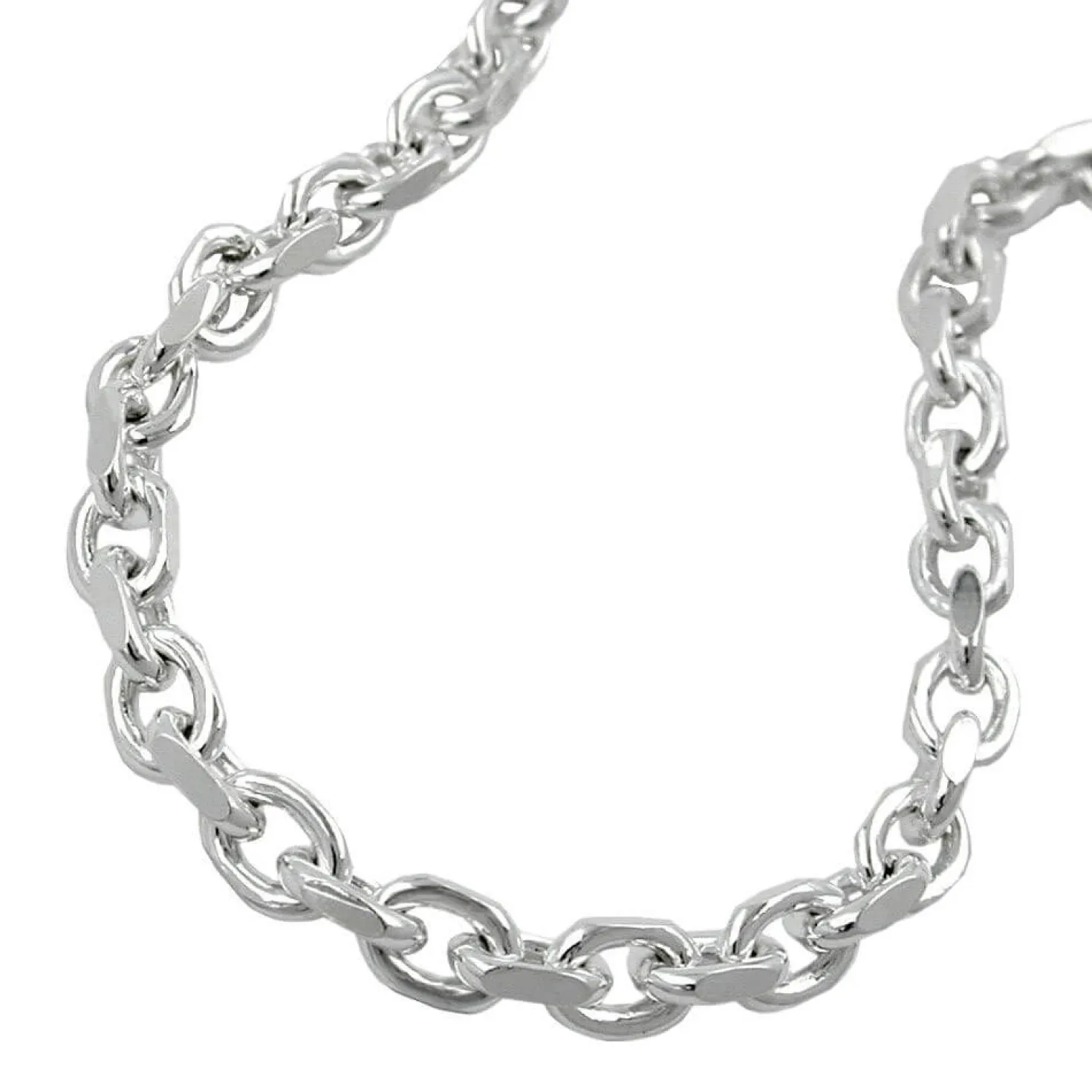 3,5mm Armband Ankerkette diamantiert aus 925 Silber 21cm Armschmuck glänzend