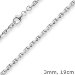 3mm Armband Ankerkette diamantiert Silberarmband Armschmuck aus 925 Silber 19cm