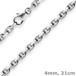 4mm Armband Ankerkette diamantiert Armschmuck aus 925 Silber rhodiniert 21cm