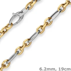 6,2mm Armband Ankerkette Goldarmband Armschmuck aus 750 Gold gelb/weiß 19cm