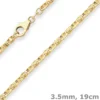 3,5mm Armband Ankerkette-Steg Armschmuck aus 585 Gold Gelbgold 19cm