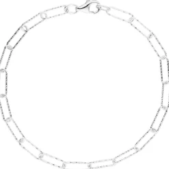 5mm Armband Anker-Weit-Rechteck Kette aus 925 Sterling Silber diamantiert 19cm