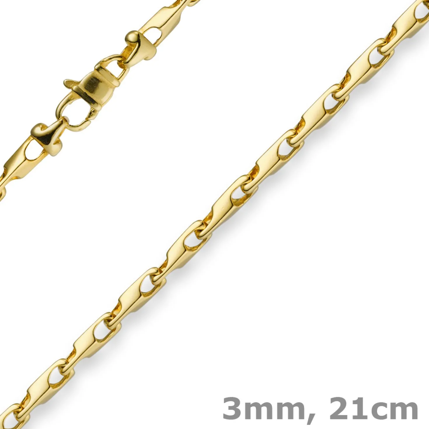 3mm Armband Armkette Alainkette, 585 Gold Gelbgold, 21cm, Unisex