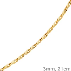 3mm Armband Armkette Alainkette, 585 Gold Gelbgold, 21cm, Unisex
