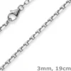 3mm Armband Armkette Ankerkette, 750 Gold Weißgold massiv, Goldarmband, 19cm