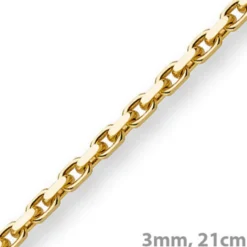 3mm Armband Armkette Ankerkette aus 585 Gold Gelbgold, 21cm, Herren