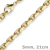 5mm Armband Armkette Ankerkette aus 585 Gold Gelbgold, 21cm, Herren