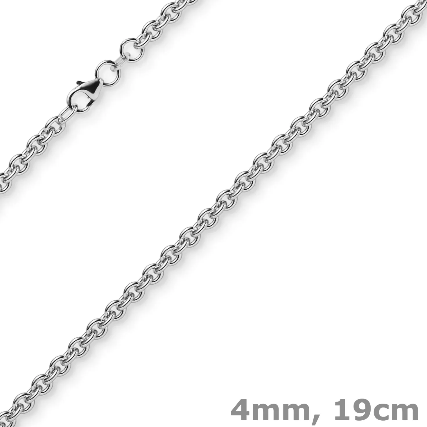 4mm Armband Armkette Ankerkette rund aus 585 Gold Weißgold 19cm Armschmuck