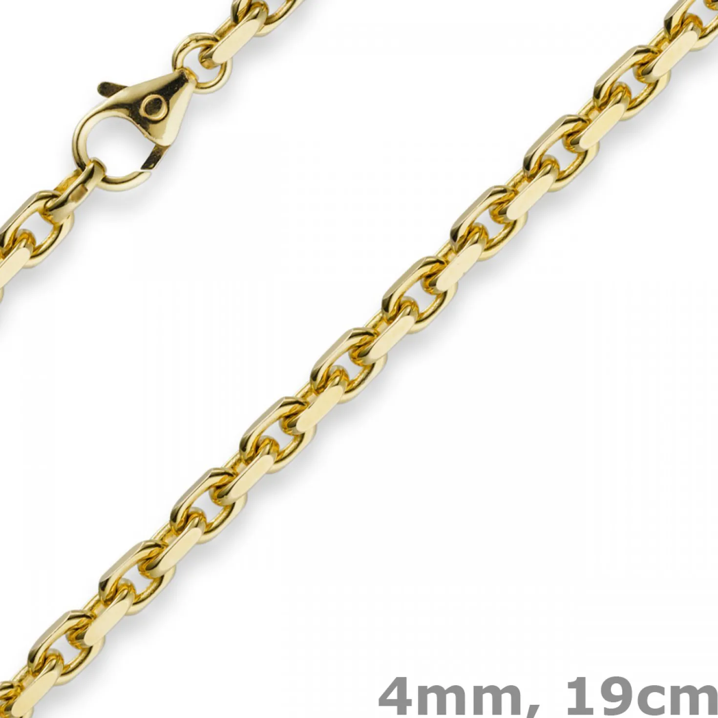 4mm Armband Armkette Ankerkette aus 750 Gold Gelbgold, 19cm, Herren