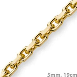 5mm Armband Armkette Ankerkette aus 750 Gold Gelbgold, 19cm, Herren