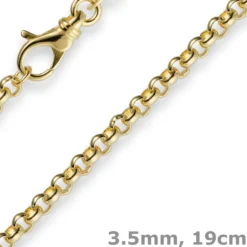 3,5mm Armband Armkette Erbskette aus 750 Gold Gelbgold, 19cm, Unisex