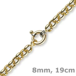 8mm Armband Armkette Erbskette aus 585 Echt Gold Gelbgold, 19cm