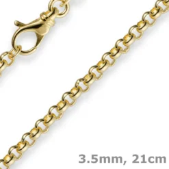 3,5mm Armband Armkette Erbskette aus 585 Gold Gelbgold, 21cm, Unisex