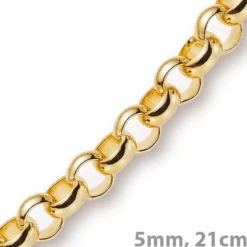 5mm Armband Armkette Erbskette aus 585 Gold Gelbgold, 21cm, Unisex