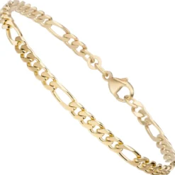 4,3mm Armband Armkette Figarokette aus 333 Gold Gelbgold diamantiert massiv 21cm