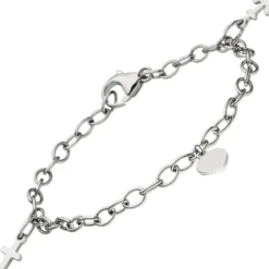 3,5mm Armband Armkette Glaube, Liebe, Hoffnung aus 925 Silber, rhodiniert, 16cm