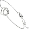 1,1mm Armband Armkette, 2 Herzen mit Zirkonia 925 Silber rhodiniert, 15-18,5cm