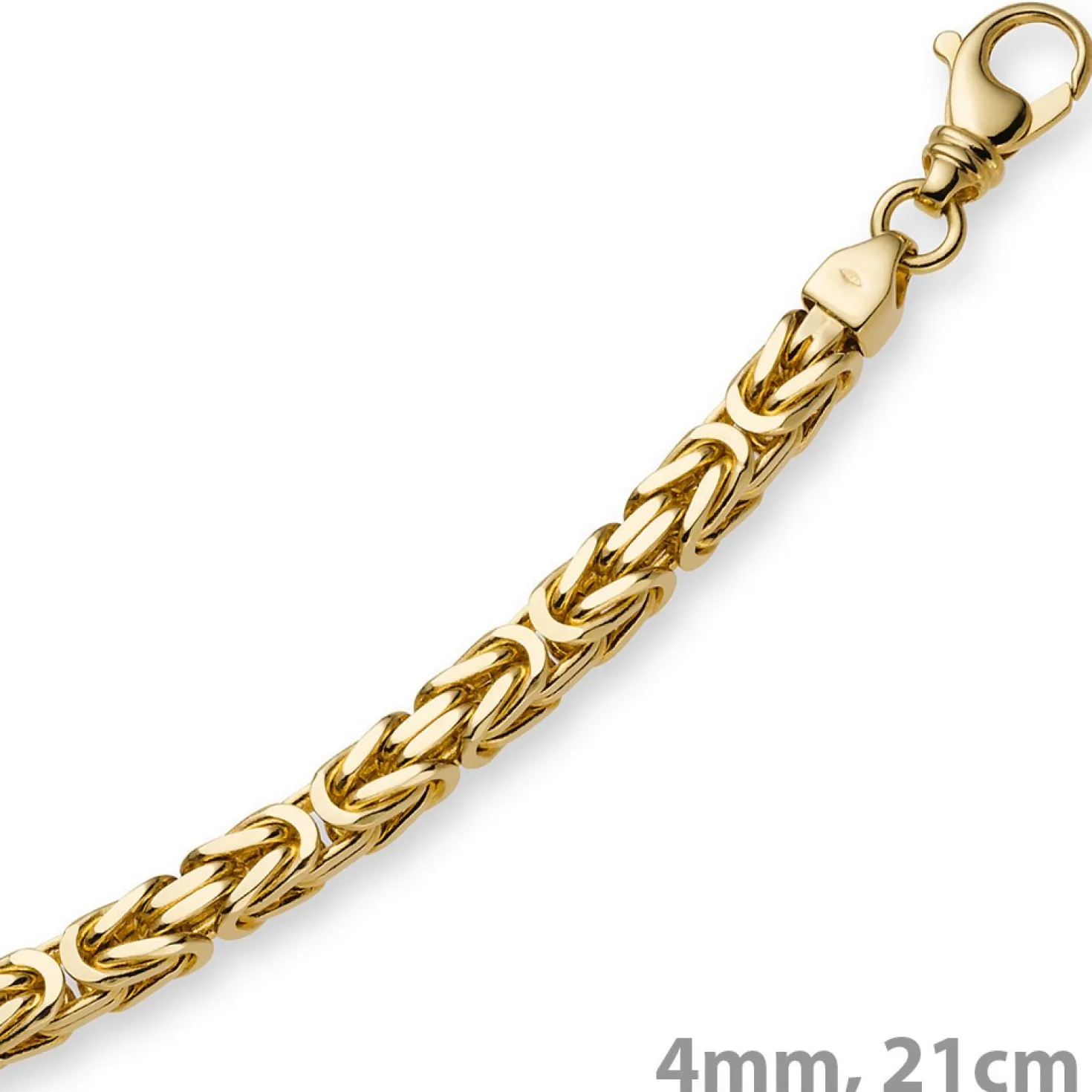 4mm Armband Armkette Königskette aus 585 Gold Gelbgold, 21cm, Herren