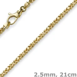 2,5mm Armband Armkette Königskette aus 750 Gold Gelbgold, 21cm, Unisex