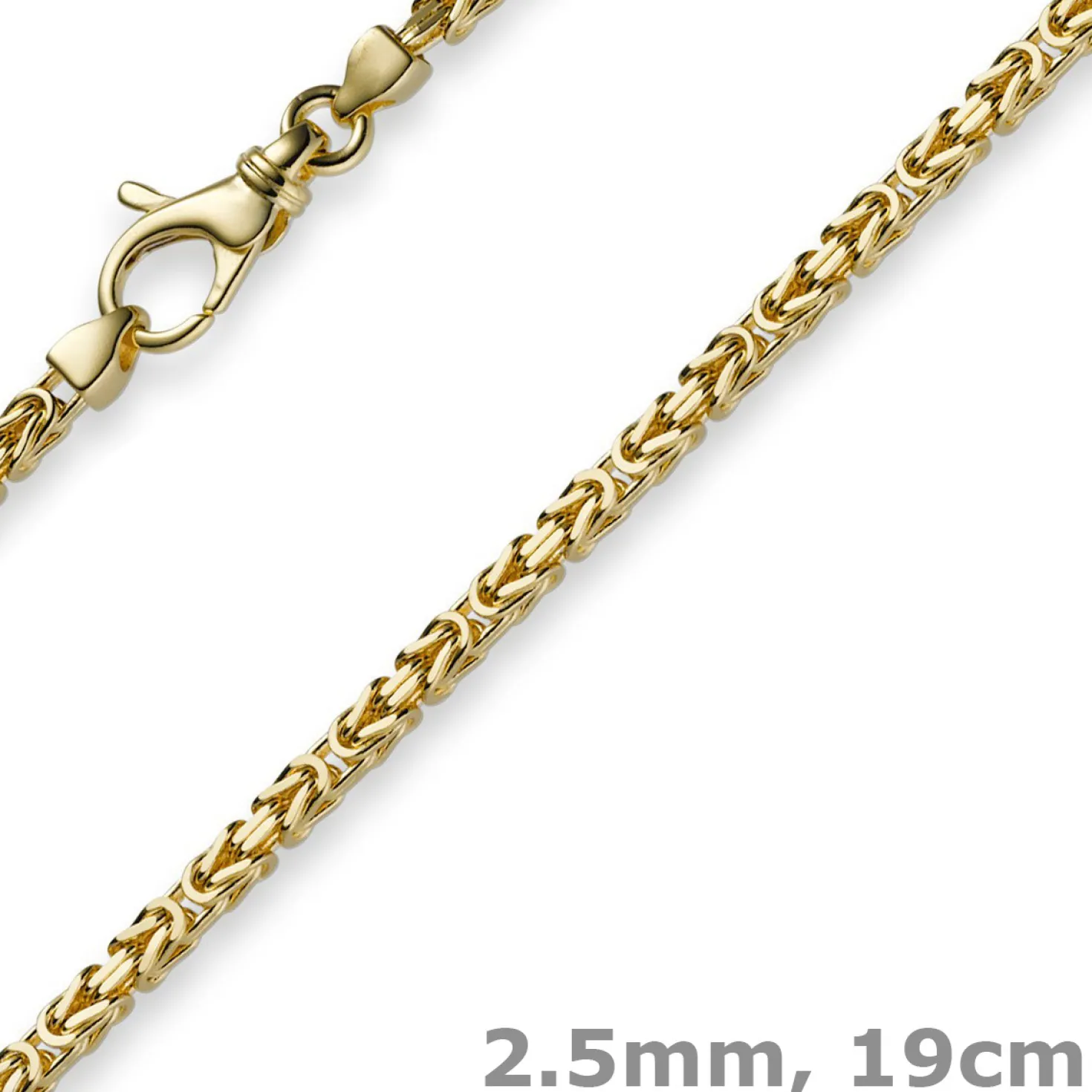 2,5mm Armband Armkette Königskette aus 750 Gold Gelbgold, 19cm, Unisex