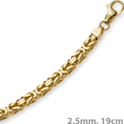 2,5mm Armband Armkette Königskette aus 750 Gold Gelbgold, 19cm, Unisex