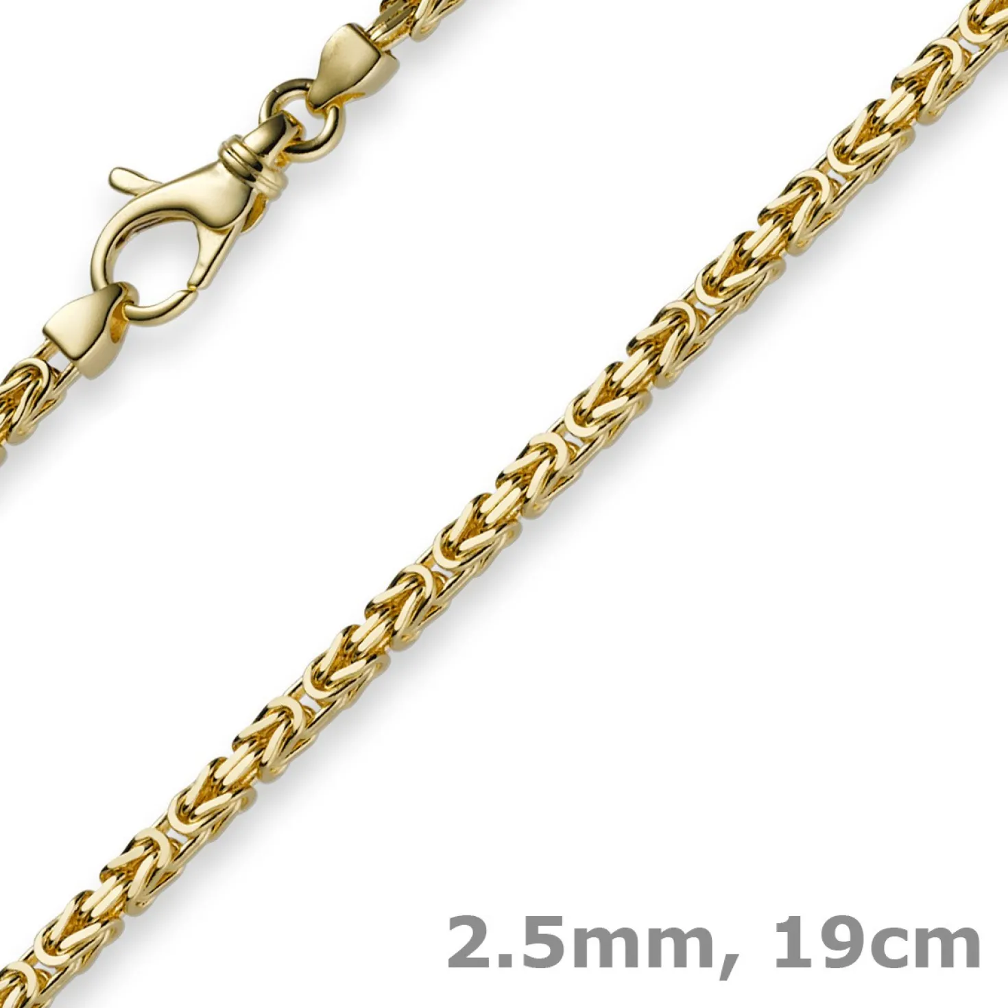 2,5mm Armband Armkette Königskette aus 585 Gold Gelbgold, 19cm, Unisex