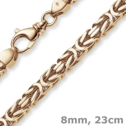 8mm Armband Armkette Königskette aus 585 Gold Rotgold massiv 23cm Herren