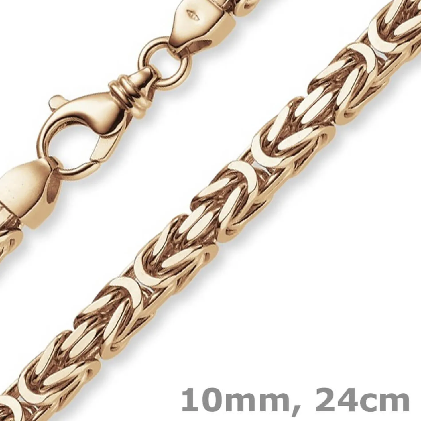 10mm Armband Armkette Königskette aus 585 Gold Rotgold massiv 24cm Herren