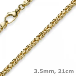3,5mm Armband Armkette Königskette aus 585 Gold Gelbgold, 21cm, Herren