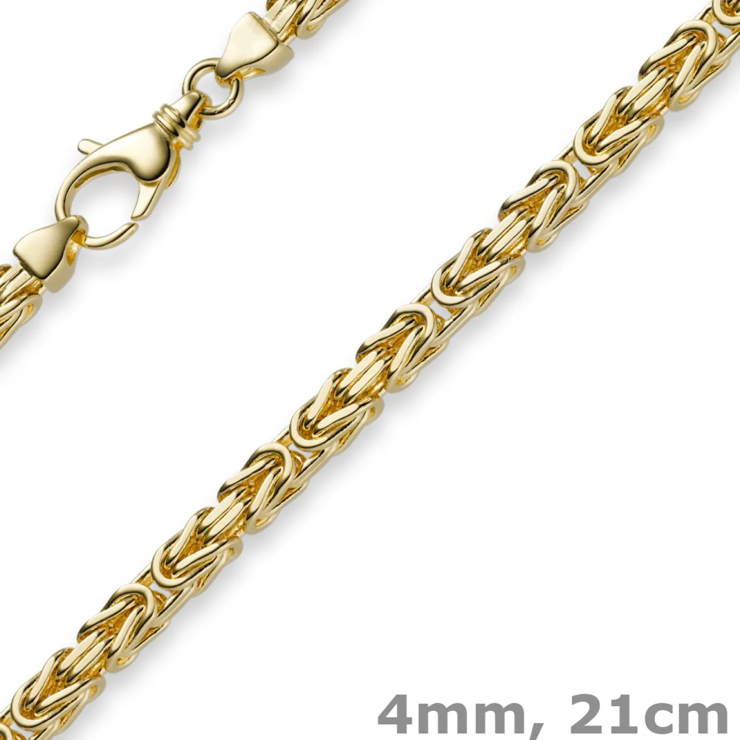 4mm Armband Armkette Königskette aus 750 Gold Gelbgold, 21cm, Herren