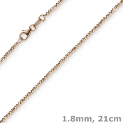 1,8mm Armband Armkette Kugelkette diamantiert aus 750 Gold Rotgold 21cm