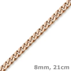 8mm Armband Armkette Panzerarmband aus 750 Gold Rotgold 21cm Herren