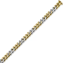 10mm Armband Armkette Panzerarmband, 585 Gold Gelbgold & Weißgold 21cm