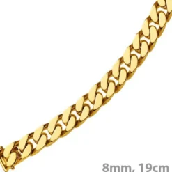 8mm Armband Armkette Panzerarmband aus 750 Gold Gelbgold massiv, 19cm